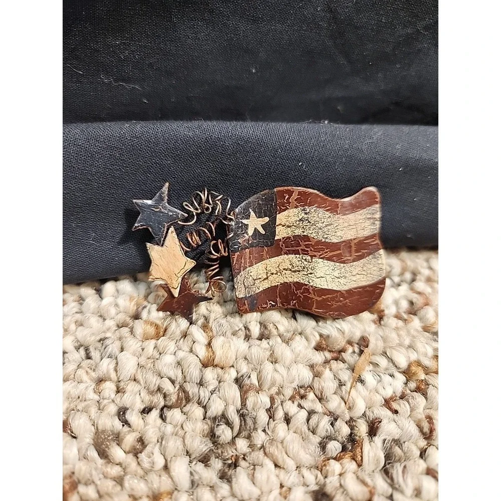 Rustic American Flag Pin Metal